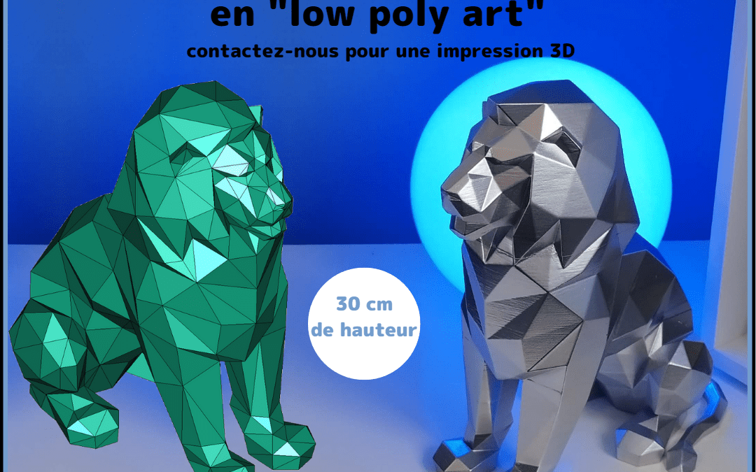 Statue de lion moderne en low poly art